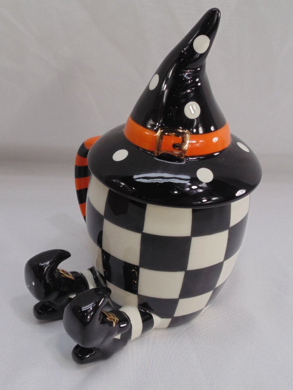 New MacKenzie-Childs Witches Brew Lidded Ceramic Mug Halloween - Picture 2 of 5